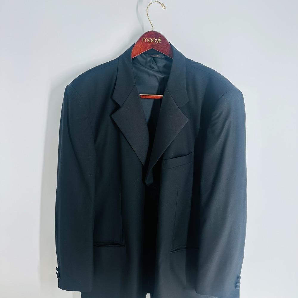 Vintage Giorgio Zillioni Three Button Sport Coat Classic Blazer Black Size 50